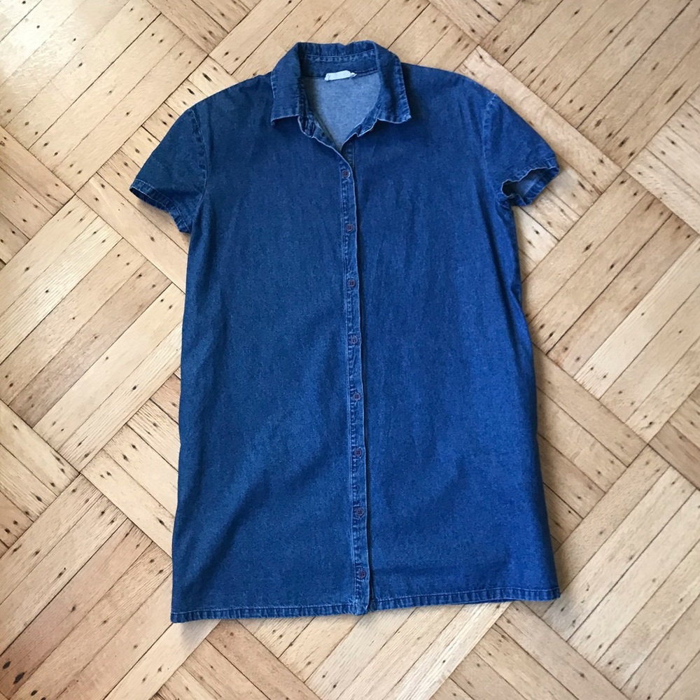 LACAUSA denim dress with pockets sz small